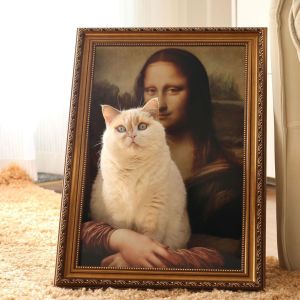 รูปภาพสามมิติ Mona Lisa รูปภาพวาดกระดาษบอร์ดสำหรับแมว กระดาษบอร์ดสำหรับแมวแบบอเนกประสงค์ ทนทานต่อการสึกหรอ ไม่หลุดร่วง
