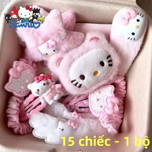 15 Chiếc Hello Kitty Màu Hồng Sang Trọng Phụ Kiện Tóc Cho Bé Gái Dễ Thương Kẹp Tóc Bên & Dây Buộc Hoạt Hình Mũ Quà Tặng