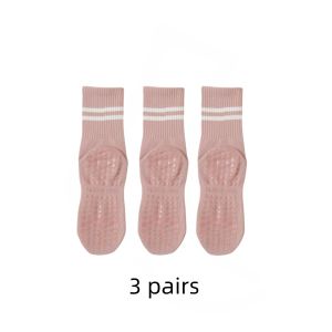 3 Pairs Women Yoga Socks Silicone Non Slip Anti-Pilling Indoor Fitness Mid-Calf Sock Pilates Sports Socks