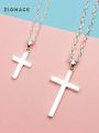 999 Pure Silver Cross Necklace Couple Design Engraved Men's Women's Simple Clavicle Chain Jewelry Fashionable Trendy. 