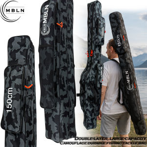 1pc MBLN Double-Layer Foldable Large Capacity Fishing Bag 1.5m Backpack Rod Bag Multi-Functional Tackle Storage