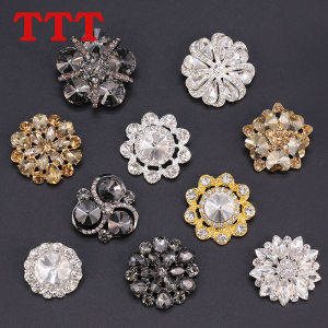 กระดุมใหญ่แฟชั่นระดับไฮเอนด์กระดุมขนมิงค์โลหะกระดุมประดับคริสตัลกระดุมเพชรประดับกลีบดอกไม้