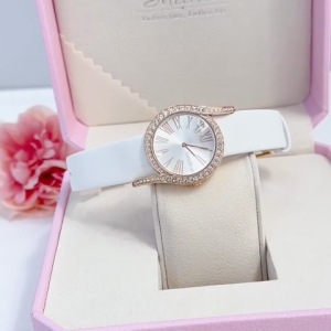 Đồng Hồ Nữ Chính Hãng COMLORVEI Dây Da Lụa Mặt Tròn Size 32mm Kèm Hộp Sang Chảnh