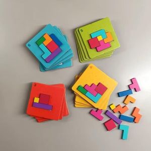Mainan Kreatif Anak Busy Wood Menyusun Puzzle / Mainan Puzzle Tangram / Mainan Tetris Russian Puzzle Lomba Kecepatan