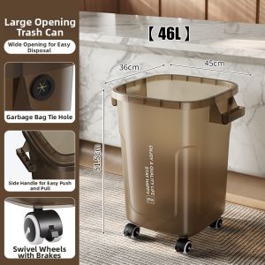 TAOXIAOHE | Easy-Use Mobile Kitchen Trash Can Large Capacity