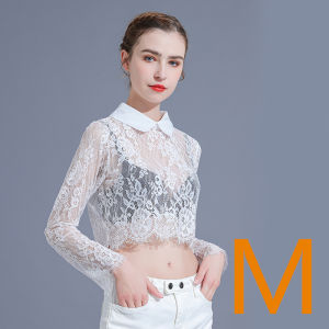 Lace Back Button Shirt Collar Detachable Collar Womens All-Matching Fake Collar Detachable Collar Spring Summer Autumn and Winter Thin Half Long Sleeves Bottoming Shirt Inner Wear