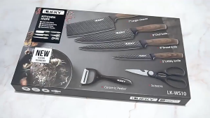 HOMEKING | 6 in 1 Multipurpose Kitchen Knife Set Stainless Steel Non-Stick Blades with Ergonomic PP Handles for Chef Utility and Paring Knives with Peeler & Scissors Professional Cooking Knife Set