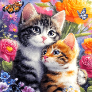 Huacan New Arrivals 2026 Diamond Painting Kittens Flowers Diamond Embroidery Animal Complete Kit Handmade Gift