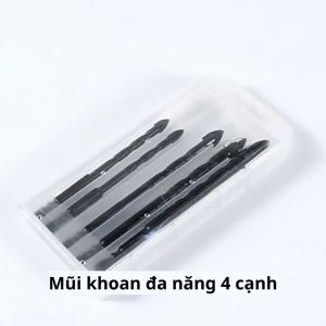 Mũi Khoan Đa Năng 4 Cạnh Chữ Thập Chuôi Lục Giác Khoan Tường Bê Tông Đá Hoa Cương Kính Gạch Ngói 5mm-12mm