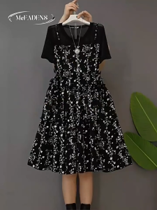 Korean Fashion Summer new slim elegant midi dress floral dress floral tulle dress for woman