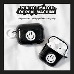ZAY Kotak Pengisi Daya Pelindung Casing Headset Nirkabel Airpads 1/2/pro Pola Wajah Tersenyum Hitam Lucu