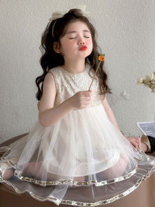 Girls Sleeveless Dress Summer New Style Childrens Birthday Dress Little Girl Puffy Mesh Fairy Tale Princess Skirt for Ages 17 And under