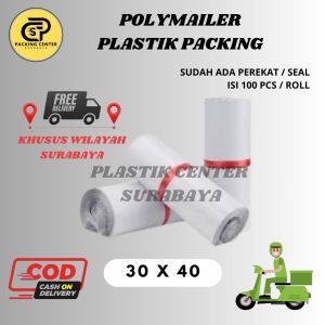 Polimer 30×40 Plastik Packing / Polymailer Online Shop Tersedia berbagai macam warna dan ukuran 1 Roll Isi 100Pcs sudah dilengkapi Lem Perekat Termurah Grosir