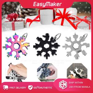 Portable Multifunctional Tool 18 In 1 Universal Snowflake Wrench Multi Tools Stainless Steel Snow Wrench Screwdriver for Outdoor Sports Camping and Travel - Great Gift Idea for Men