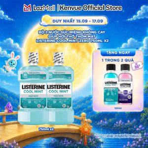 Bộ 2 Chai Nước Súc Miệng Listerine Giúp Hơi Thở Thơm Mát Cool Mint Zero Alcohol 750mlx2