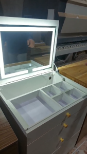 Bàn trang điểm thông minh bàn trang điểm gương gấp bàn trang điểm có gương đèn led cảm ứng gỗ MDF rộng 60 cm