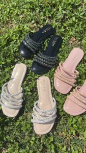 ✨TTFS✨ Women Flat Sandals Elegant Crystal Strap Slip On Ladies Casual Shoes / Kasut Sandal Perempuan Bergaya NO415