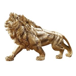 Golden Lion King Resin Statue Ornaments Home Decoration Office Desktop Animal Statue Room Decoration Sculptures and figurines