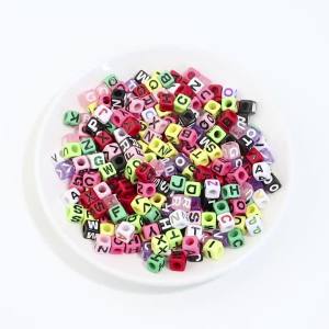 100pcs 7mm Acrylic Square Letter Beads Mixed Alphabet Loose Spacer Beads For Jewelry Making DIY Bracelet Necklace Accessories