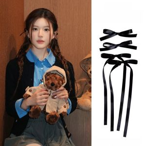 สีดำ ปมผีเสื้อ กิ๊บติดผม ผู้หญิง ที่คาดผมผูกริบบิ้นหางคู่ กิ๊บติดผม อุปกรณ์สวมศีรษะสด สไตล์เกาหลี