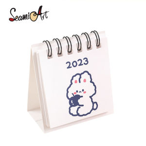 SeamiArt Portable Mini 2023 Year Desk Calendar Daily Planner Timetable Small Gift Stationery School Office Supplies