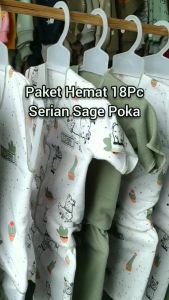 Paket 18pcs Setelan Baju Bayi Celana Baru Lahir Gift Set Baby Seri SAGE POKA SNI ZPH03