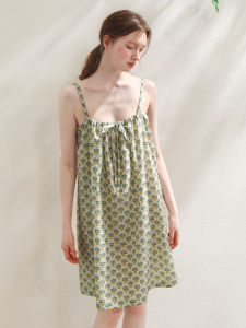 XEXZ | ชุดนอนแขนกุดพิมพ์ลายดอกไม้คอตตอนแท้ ชุดนอนฤดูร้อนสำหรับใส่ไปกลางแจ้ง ชุดนอนลำลองสำหรับใส่อยู่บ้าน ชุดนอนผู้หญิง