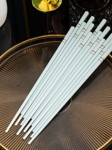 Eco-Friendly Ceramic Chopsticks Holder Gold-Embellished Swan Flower Blue Design Large And Small Spoon Dining Utensils Accessories