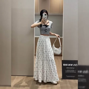 Floral Skirt Women Print High Waist Slim A-Line Long Skirt