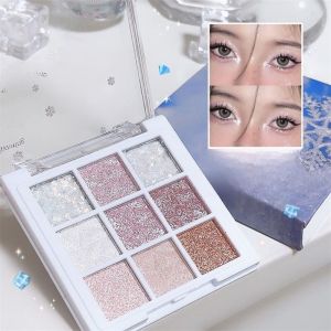 คริสต์มาสประกายเพชรอายแชโดว์สีมุกกันน้ำกลิตเตอร์แวววาวแปรงแต่งหน้าเก้าสีสำหรับนักเรียนราคาไม่แพง