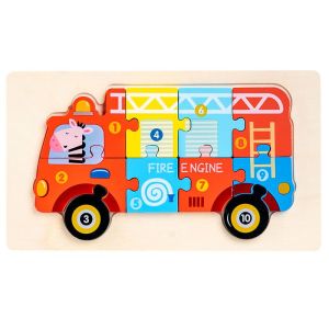 New Baby Wooden Puzzle Cartoon Animal Vehicle Cognitive Jigsaw Puzzle Early Learining Education Puzzle Toys Children birthday Gift Present Random 1 puzzle