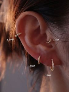 Upgraded Version Ultra Mini Single Ear Cuff Pure Silver Thick Gold Plating Zirconia Stone Ear Ring Jennie Ear Bone Pin