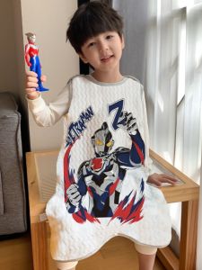 Thickened Pure Cotton Ultraman Anti-Kick Sleep Bag for Boys Spring Autumn Winter Three-Layer Cotton Childrens Sleepwear
