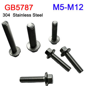 1/2/3/5/10Pcs M5 M6 M8 M10 M12 A2-70 304 Stainless Steel GB5787 Hexagon Head with Serrated Flange Cap Screw Hex Washer Head Bolt