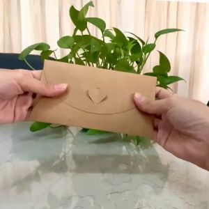 Combo 10 Bao thiệp Kraft 15.5 x 8.5cm khóa gài hình trái tim