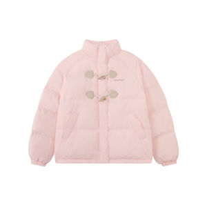 F426 | Couple Leisure Horn Button Cream Color Down Jacket
