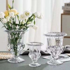 European Clear Relief Pedestal Vase