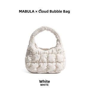 MABULA | Mabula Korean Minimalist Quilted Texture Zipper Large Capacity Cloud Bubble Handbag Urban Simple Style Soft Handle City Bag