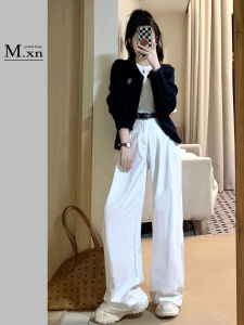 High Waist Wide Leg Denim Jeans Womens Casual Style Faded Effect Loose Fit Straight Cut Floor Length Pants Spring Summer