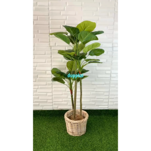 Pohon Hias Tanaman Artificial Apel T100 Latex Cover Pot Rotan Bulat Hiasan Studio Dekorasi Apartement