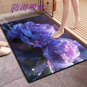 Bathroom Entrance Mat Soft Silicon Dendroid Water Absorbent Non-Slip Pad for Kitchen Home Use Door Mat Modern Simple Style