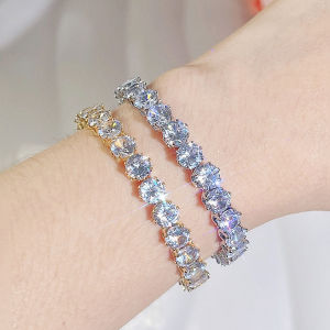 SEQUITO Innovate Design Women Jewelry White Gold Plated Full Pave Setting Round AAA Cubic Zirconia Sparkly Adjustable Evening Party Slider Bangle Bracelet B233