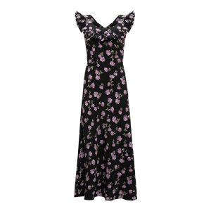 Petit Bari | Smooth French Floral Dress 2-Way Collar Slimming