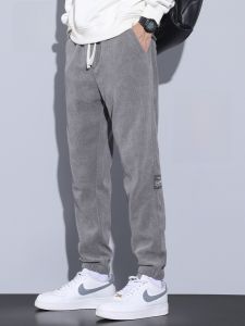 ROMON | Romon Mens Fleece Lined Corduroy Casual Loose Fit Sweatpants Autumn Winter Trendy Brand Sporty Comfortable Long Trousers
