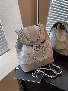 Ladies Casual Travel Small Size Mini Backpack Fashionable Niche Design Chain Bag Trendy Commuter Style Soft Surface PU Leather