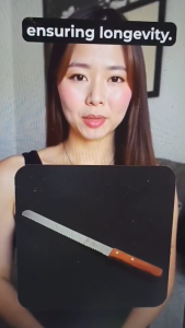 มีดเค้ก สแตนเลสด้ามไม้ มัดฟันปลา มีดหั่นขนมปัง ขนาด10นิ้ว ไม่เป็นสนิม