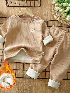 Thermal Underwear Set for Children Fluffy and Thick Autumn Winter 2pc