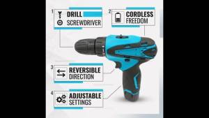 12V Cordless Electric Drill Kit Compact Wireless Power Tool with Lithium-Ion Battery for Home DIY Repairs Renovation Woodworking