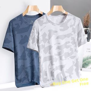 Mens Slim Fit Summer T-Shirt Ice Silk Short Sleeve Casual Lightweight Camouflage round Neck Top for Teenagers And Young Adults