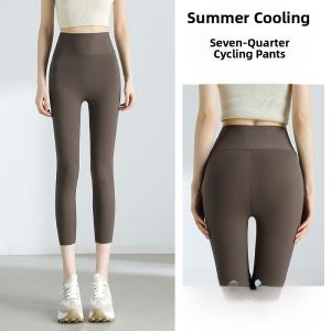 miiow | High-Waist Slimming Yoga Pants Womens Summer Thin Sharkskin Fitness Elastic Non-Slip Base Layer Leggings Cat Person MiiOW